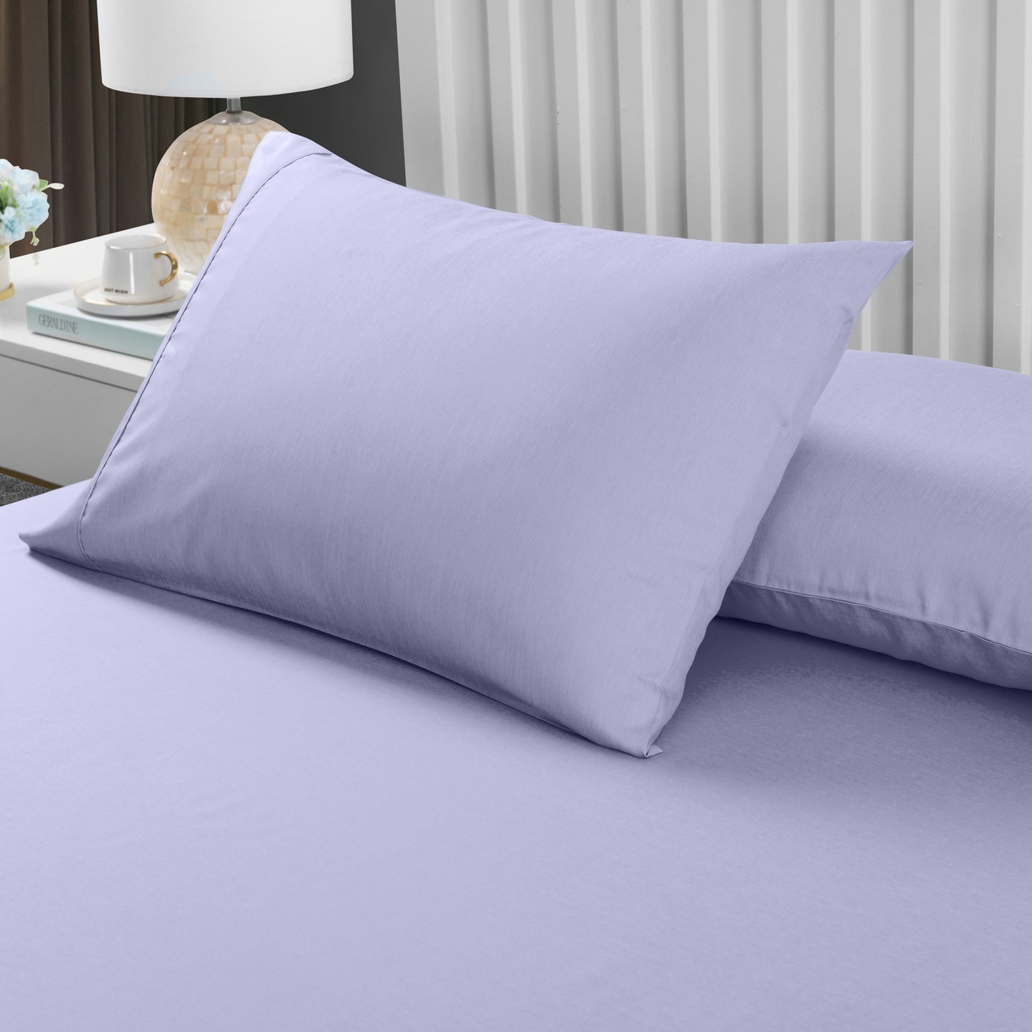 Royal Comfort 2000TC 3 Piece Fitted Sheet and Pillowcase Set Bamboo Cooling - Double - Lilac Grey