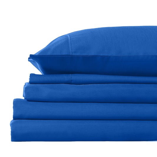 Royal Comfort 2000TC 3 Piece Fitted Sheet and Pillowcase Set Bamboo Cooling - Queen - Royal Blue