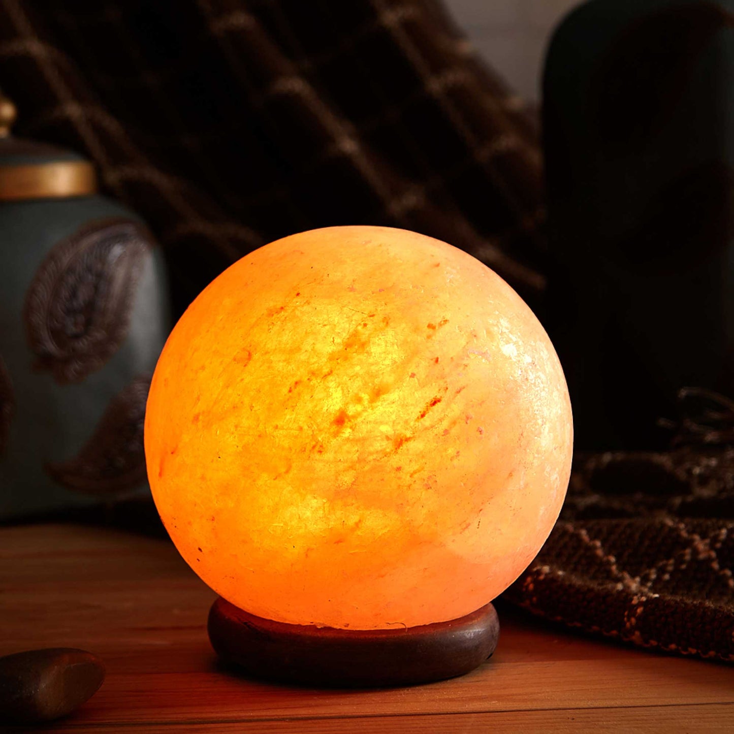 12V 12W 6.5 Ball Himalayan Pink Salt Lamp Carved Rock Crystal Light Bulb On/Off"