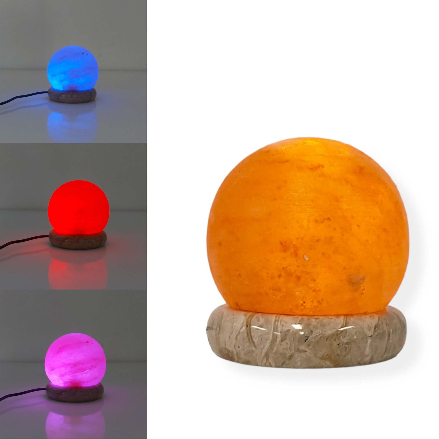 USB Colour Changing Salt Himalayan Lamp - Ball Sphere Shape Pink Rock LED Light