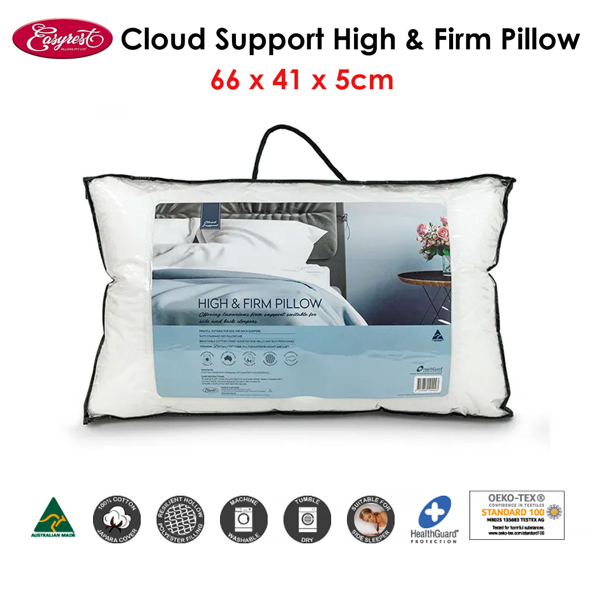 Easyrest Cloud Support High Firm Pillow 66 X 41 X 5 Cm