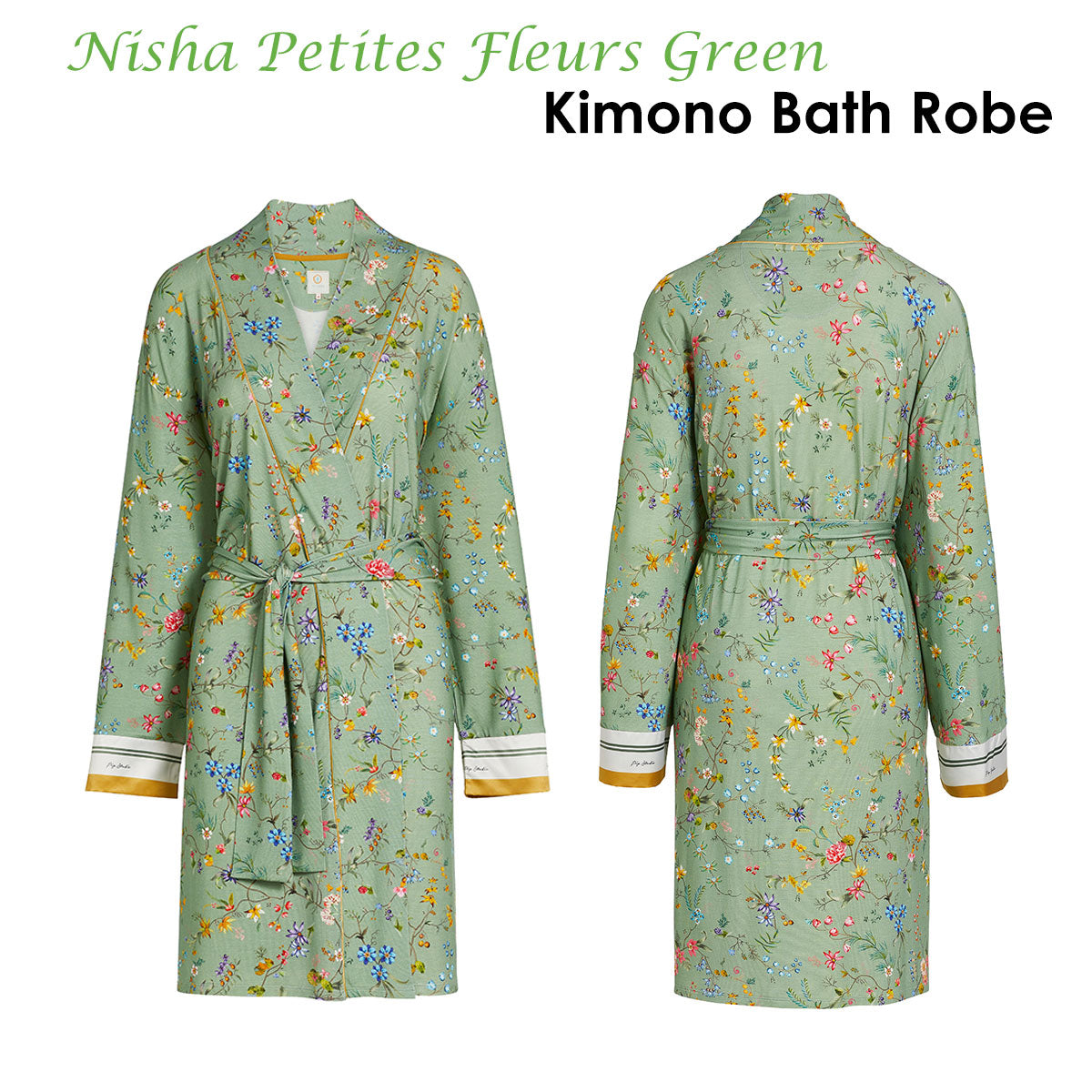 PIP Studio Nisha Petites Fleurs Green Kimono Bath Robe