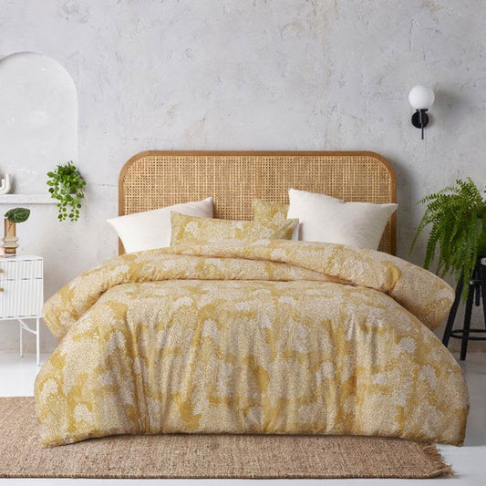 Accessorize Betty Otway Ochre Washed Cotton Printed Quilt Cover Set King