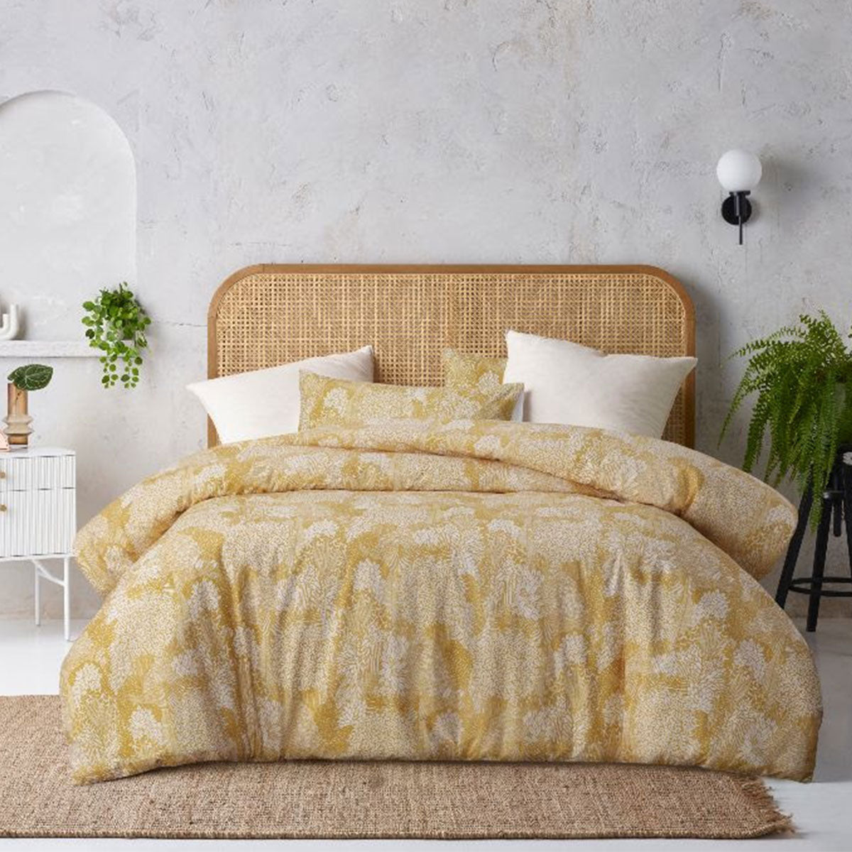 Accessorize Betty Otway Ochre Washed Cotton Printed Quilt Cover Set Queen