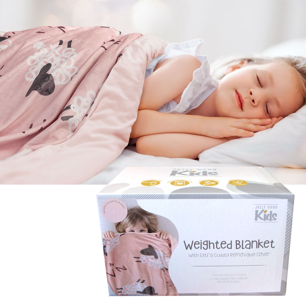 Jelly Bean Kids Baabaa Pink Kids Weighted Blanket 2.8kg