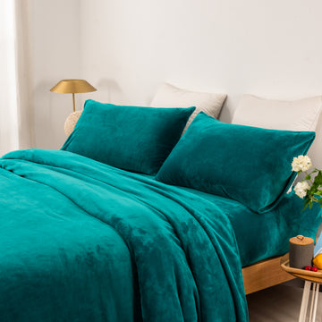 thermal microplush sheet set queen teal